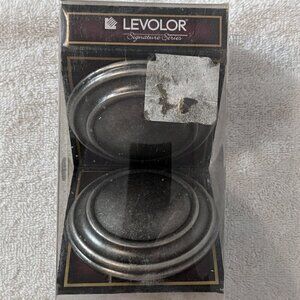 LEVELOR; Pair of Medallion Curtain Holdbacks; Silver Pewter, New